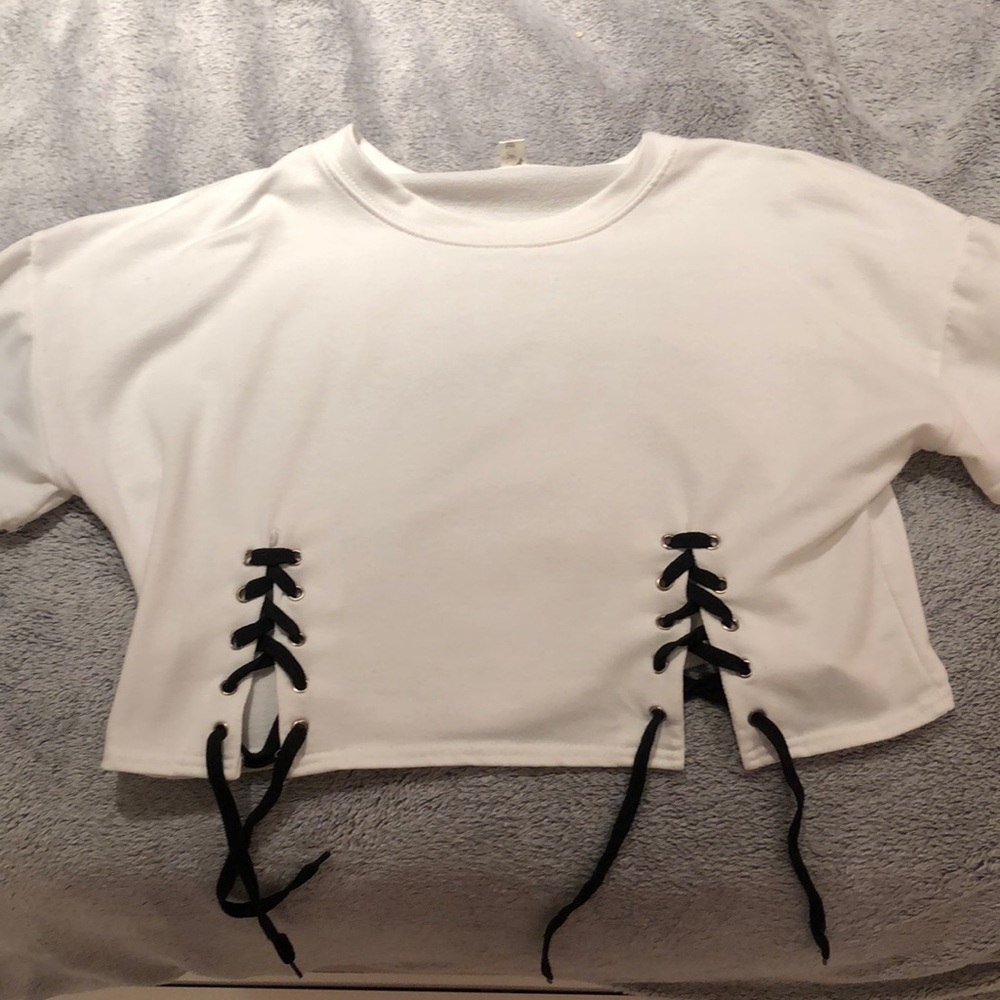 White T-shirt with black lace
